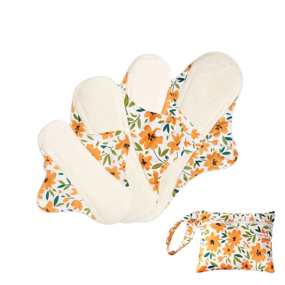 Happyflute Natural Organic Cotton bamboo Napkins Washable Sanitary Pads Waterproof PUL Menstrual Pad Panty Liner