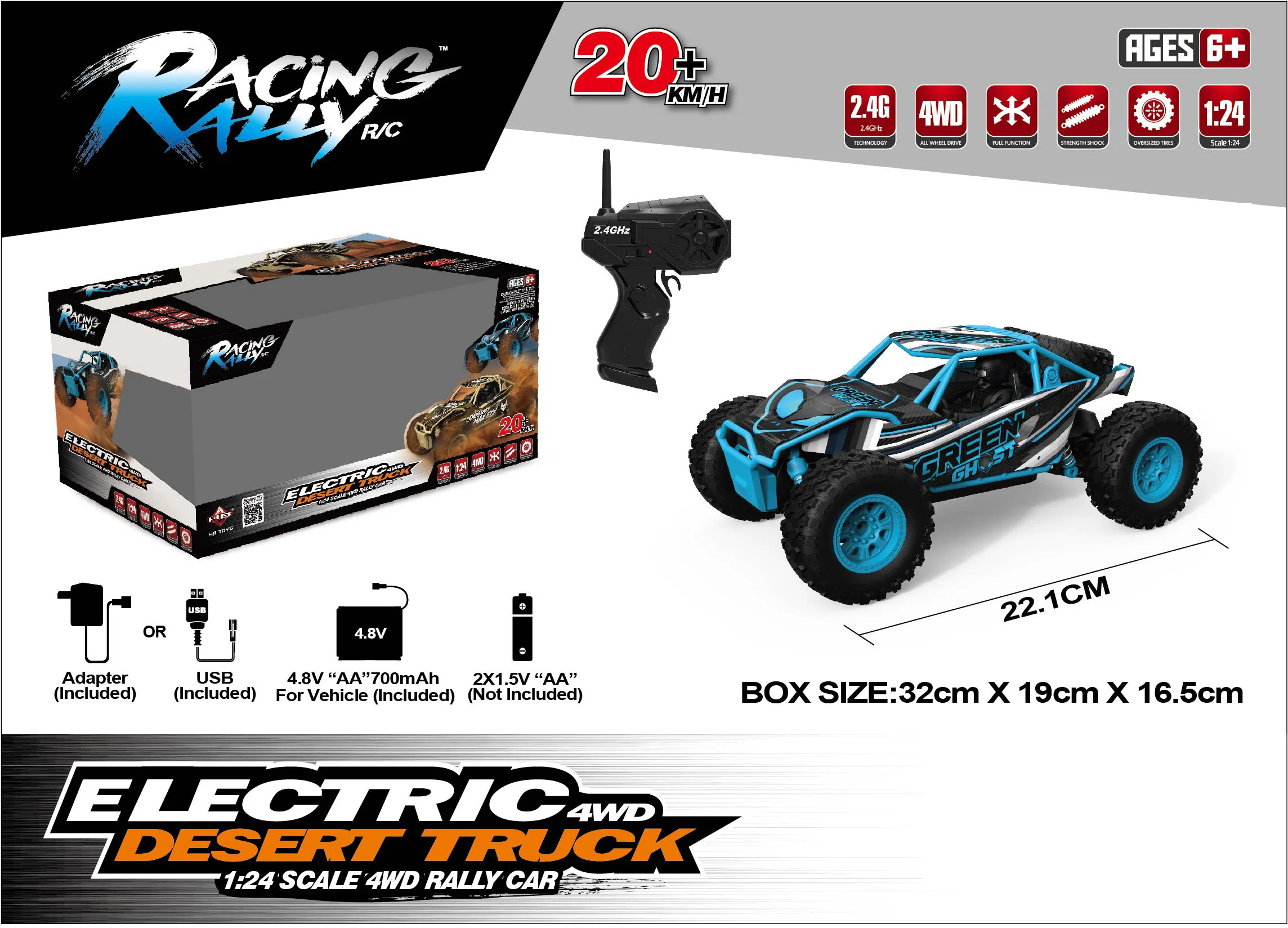 Best Selling Remote Control Off Road Vehicle RC Buggy 1:24 Scale RC Monster Climbing Truck 2.4G High Speed RC Rock Crawler