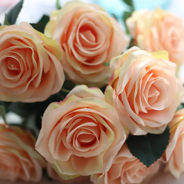 10 Heads Artifical Rose Flower Bush for Wedding Decoration