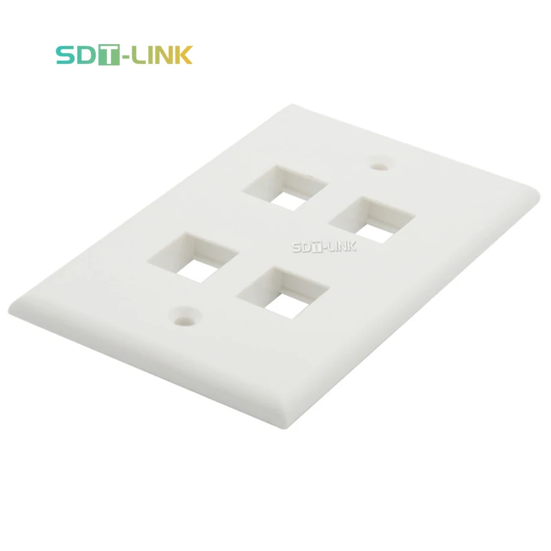 Новый Тип 4 порта гнездо RJ45 Крепление к стене с плоской поверхностью плиты Ethernet панель сетевых разъемов