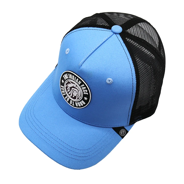 Custom 5-Panel Trucker Hat Cap 100% Cotton Mesh Adult Outdoor Casual Summer Use Rubber Patch Embroidered Logo Baseball Cap Style