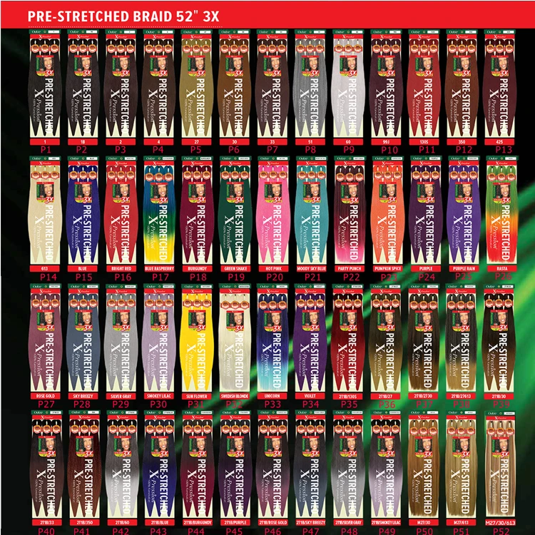 New color Pre Stretched Ez Braids X pression Synthetic 52inch  Pre stretched Easy Braiding Hair Extensions