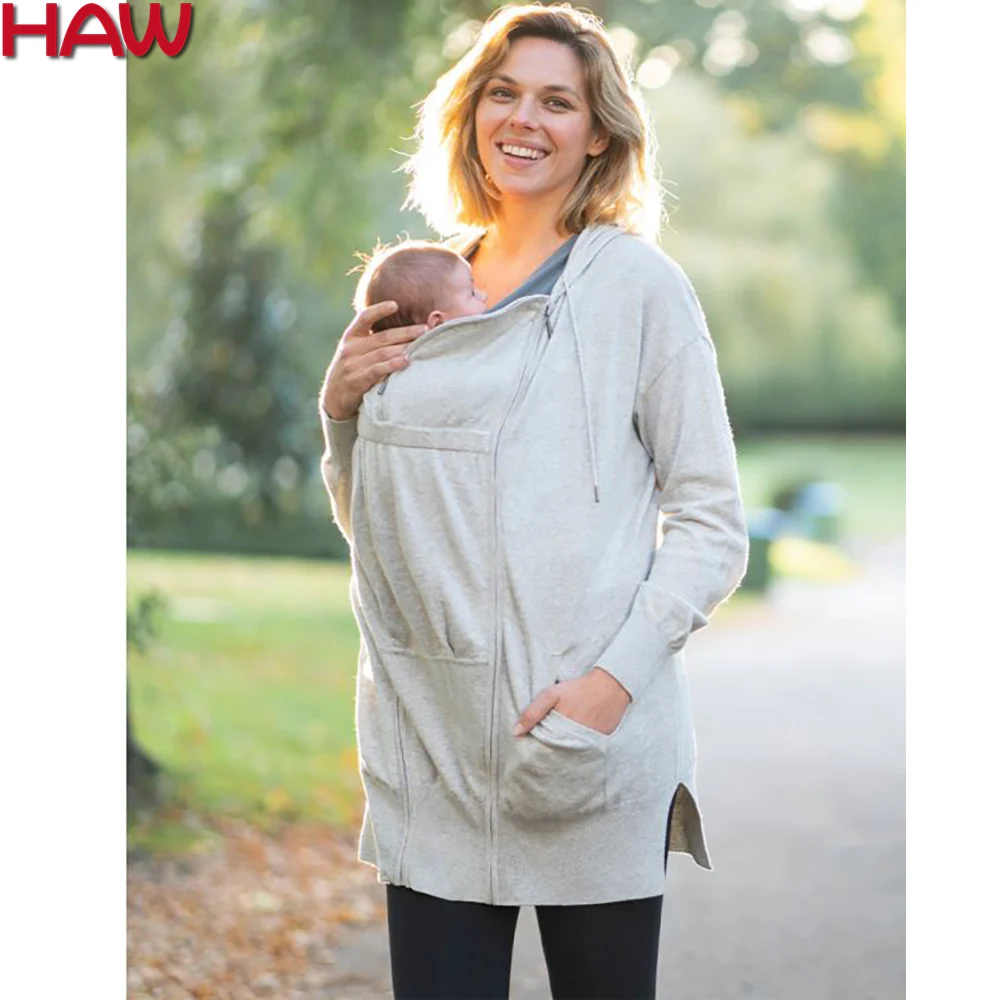 Высококачественный кардиган для беременных с длинными рукавами и молнией