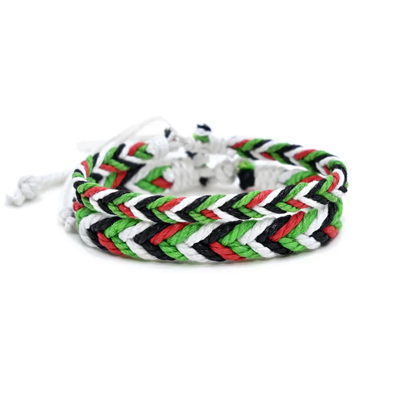 Ethnic Jewelry Wholesale Middle East Arabic Style Woven Rope Bracelet Watermelon Color Handmade Rope Cotton Bracelet