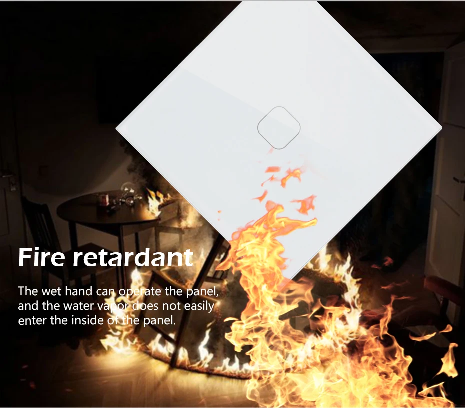 EU standard smart wall switches touch switch crystal glass panel 1 gang 1 way light switch