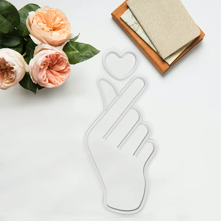 Factory wall-mounted finger heart shop store school bar neon signs led neon lights with PS board