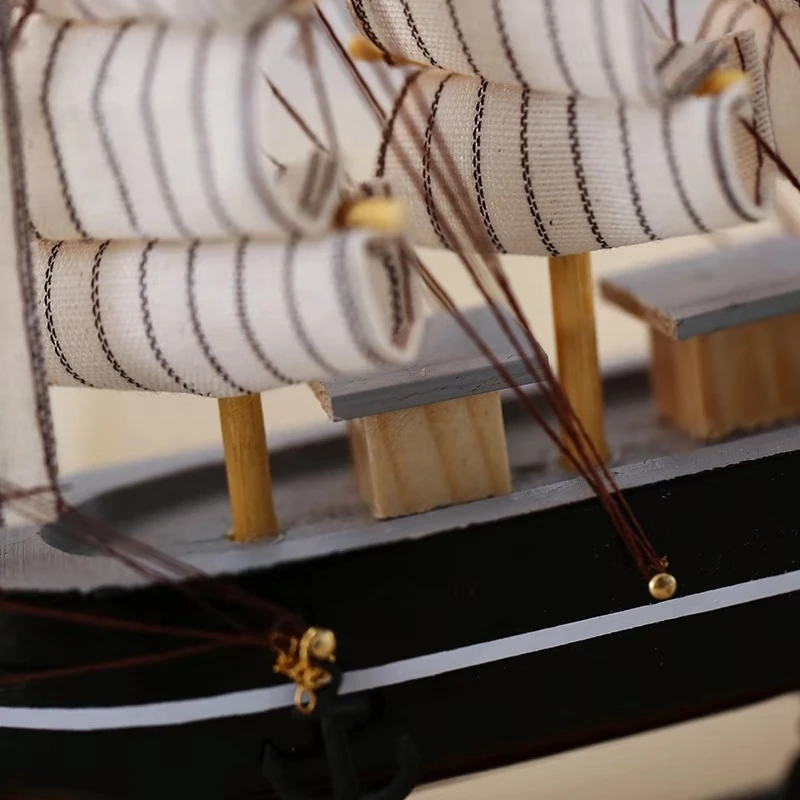 14cm Handmade Wooden Sailing Boat Home Decor Retro Ship Crafts Model Wood Decoration Sailboat Birthday Gift Souvenirs kids