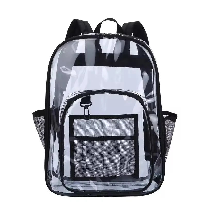 Popular fashion cheap Transparent pvc backpack high quality portable high school student backpack bag for boy in USA market