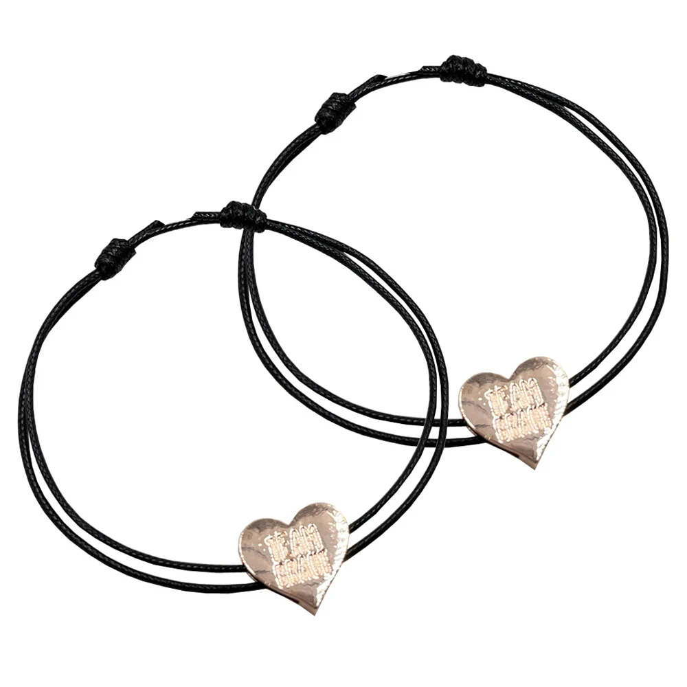 Braided Rope with Custom Logo Pendant Adjustable Leather Bracelet Men Women Valentines Wristband Jewelry