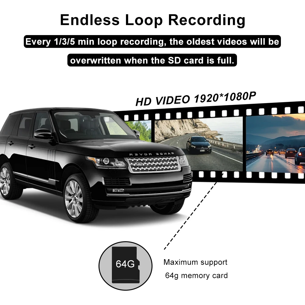 3.16 Inch Big Screen 1080P WiFi 3 Channel Dash Cam Night Vision 4K Car Camera Front Rear View Video Recorder