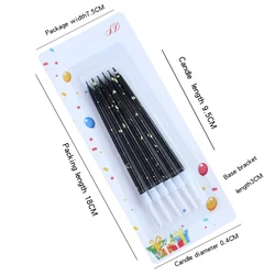 Wholesale new 6 suction card cake candles black gold platinum creative romantic party decoration birthday pencil candles