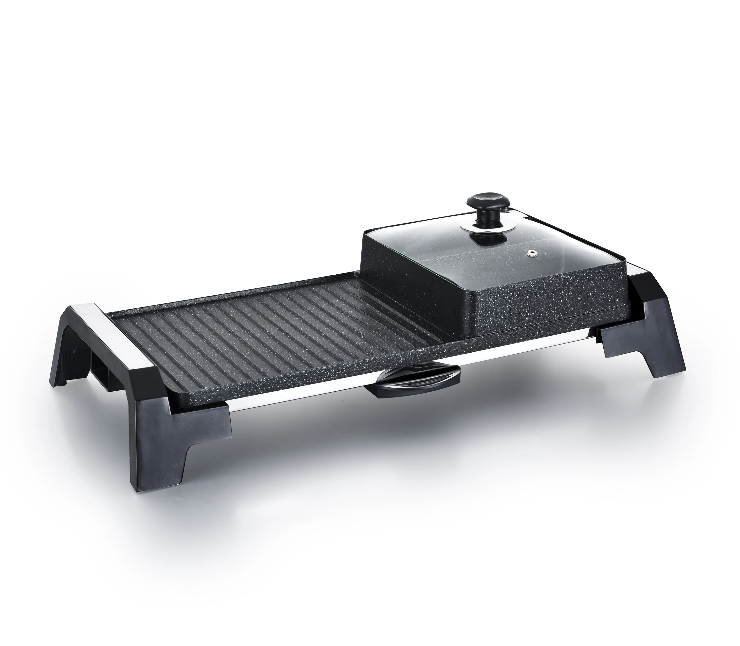 Eco Friendly Hoem Table Korean Style Smokeless 2 In 1  non-stick coating Electric grill with hot pot