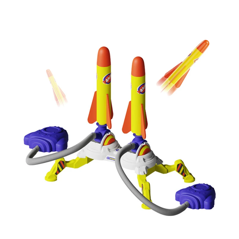 Outdoor space launch plastic pedal air pump rocket game toys for kids