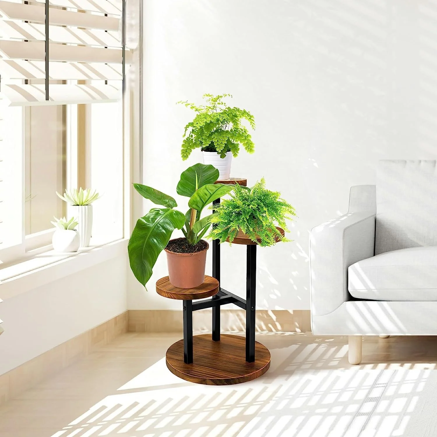 3 tier Wooden plant stand indoor corner plant holder wood plant stand for corner living room garden