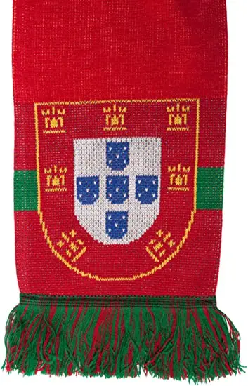 Customized Logo Odm Jacquard Sport Football Scarves Euro Contemporary Feature Classic Double-Sided Soccer Knit Portugal Scarf