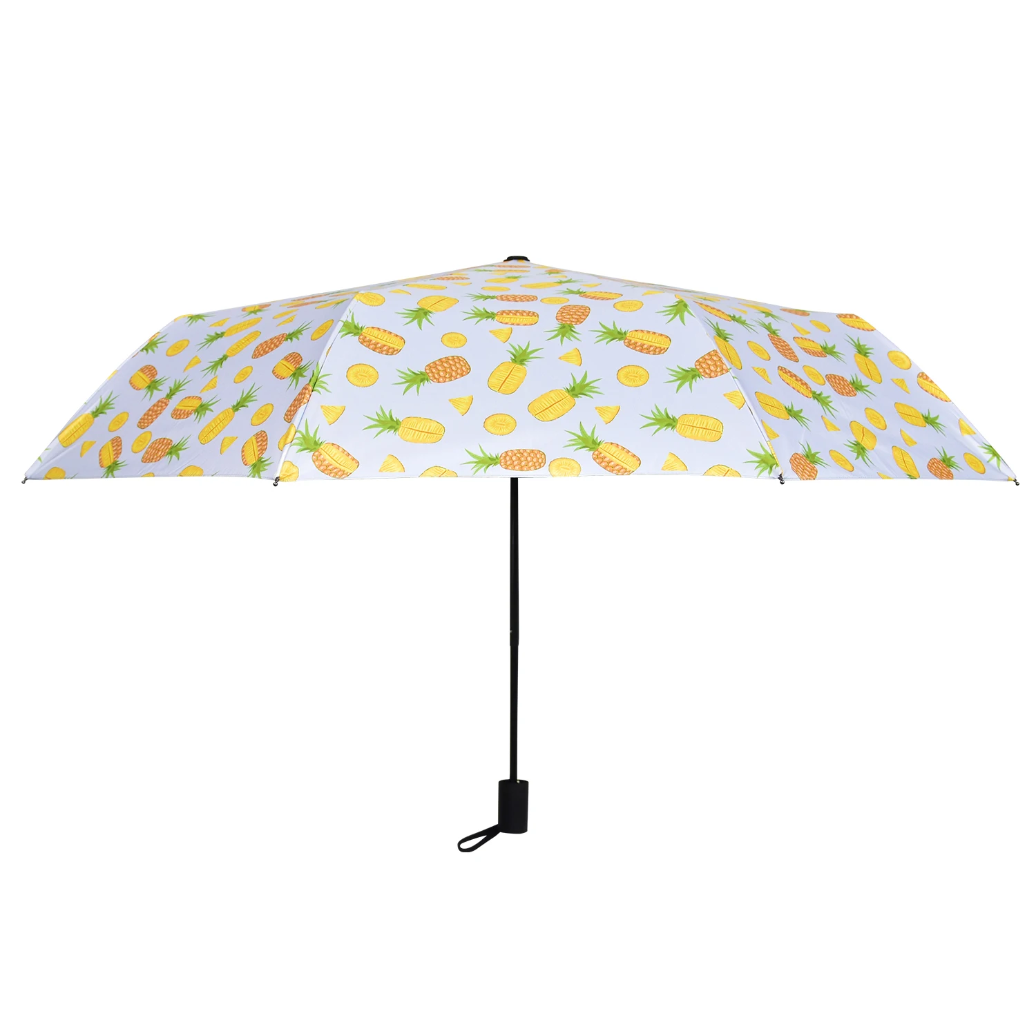 21 inches wholesale compact travel three folding full overall printing black coated inside compact umbrella