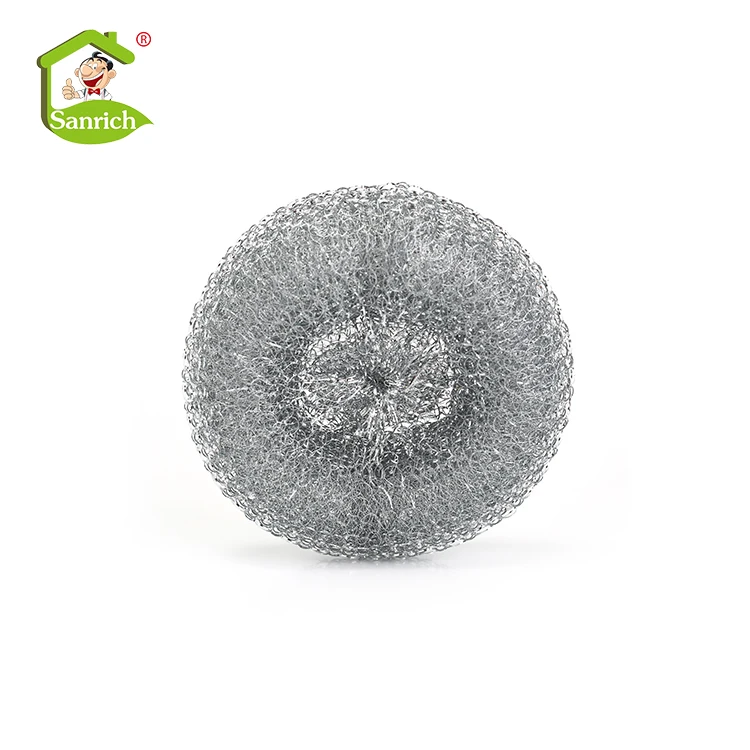 Silver galvanized steel metal mesh scourer for kitchen cleaning