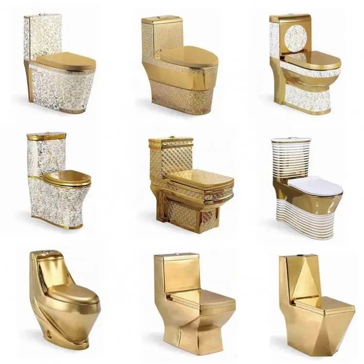 toilette gold gaoxiang Chinese sanitary ware bathroom ceramic Luxury golden colored toilet gold wc toilet Hot sale gold toilet