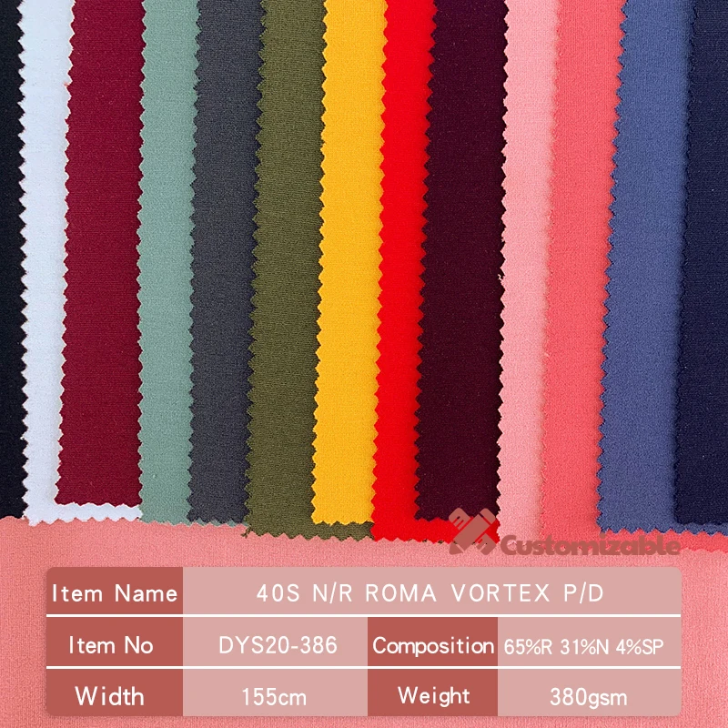 
RN ROMA fabric 40S vortex solid 380GSM ponto roma PD india textiles Loma TELAS for pants 