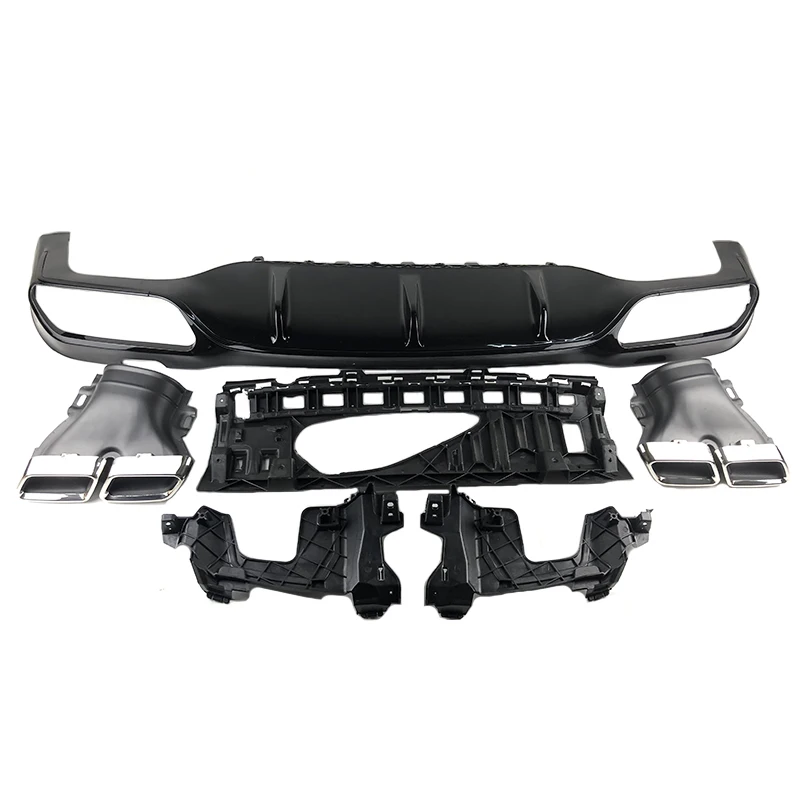 Простая установка, подходит для Benz W213 2016 +, спортивная версия, диффузор для губ заднего бампера автомобиля с выхлопными наконечниками, высококачественный бампер