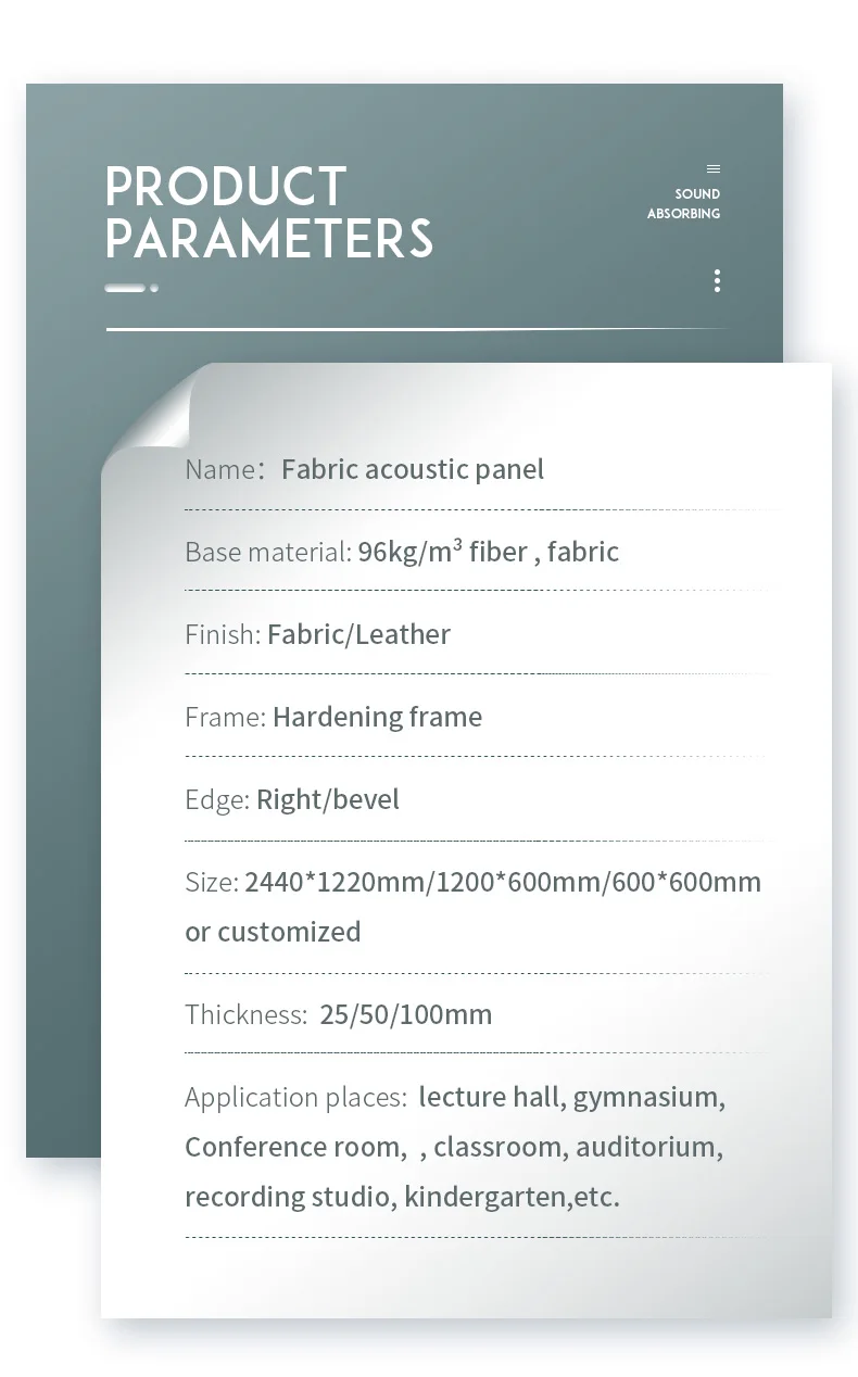 MASTER ACOUSTIC Covered Fiberglass Acoustic Wall Decorative Sound Proof Covering Noise Reduction Fabric Panel