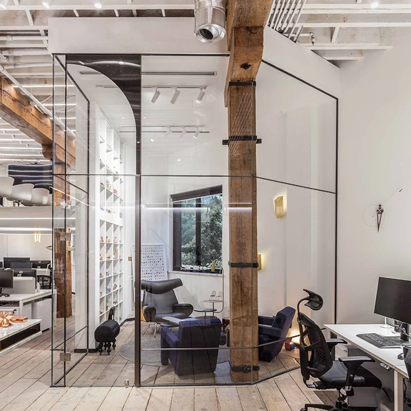 Aluminium Framed Room Divider Glass Partition Wall No Screws For Bathroom Office