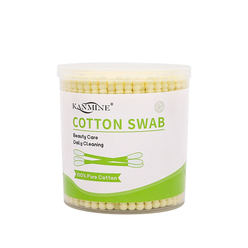 Absorbent Natural 200 Pieces Yellow Double Screw Head Paper Stick Cotton Swab Suitable for Ear Hygiene and Makeup Removal