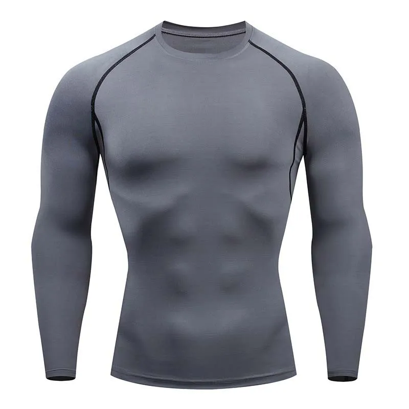 Long Sleeve men running clothes Basketball Sports Training T-shirt mens gym wear High Elastic Compression fitness clothing