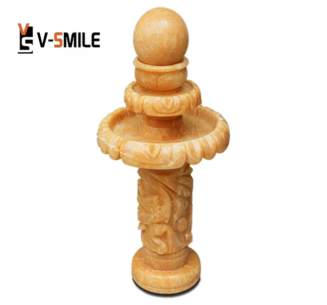 Luxury Yellow Onyx Cheap Stone Ball Interior Water Fountains Tabletop Fountain Waterfall