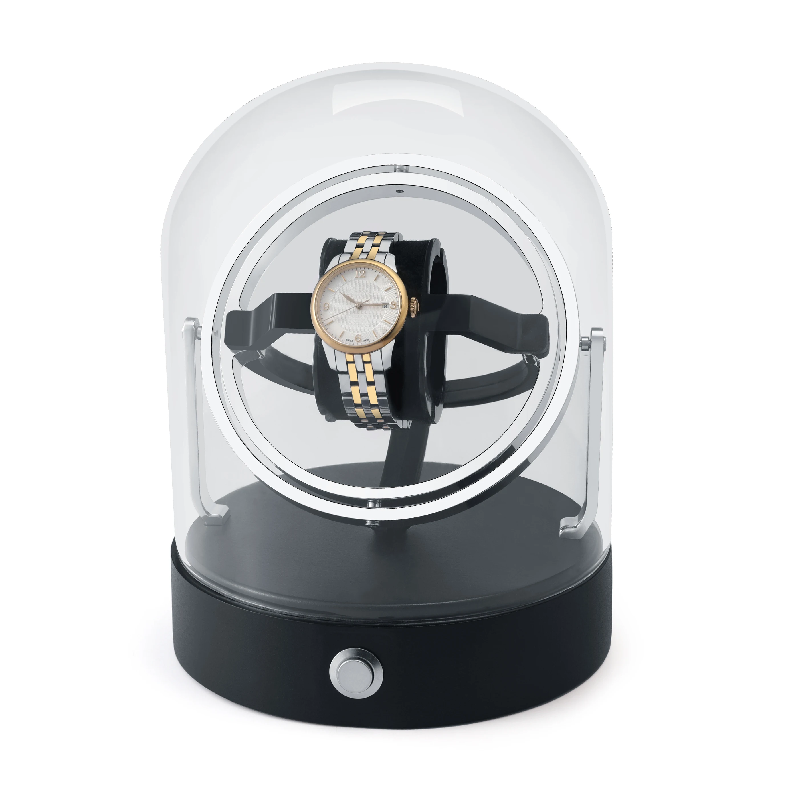 LAIHE Glass Cover Aluminum Alloy Battery Powered 1 Rotor Single Luxury Automatic Safe Gyro Watch Winder