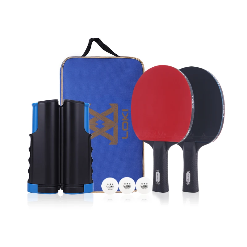 Hot Sale 2 ping pong set 3 abs balls 1 net wholesale portable recreational table tennis racket professional