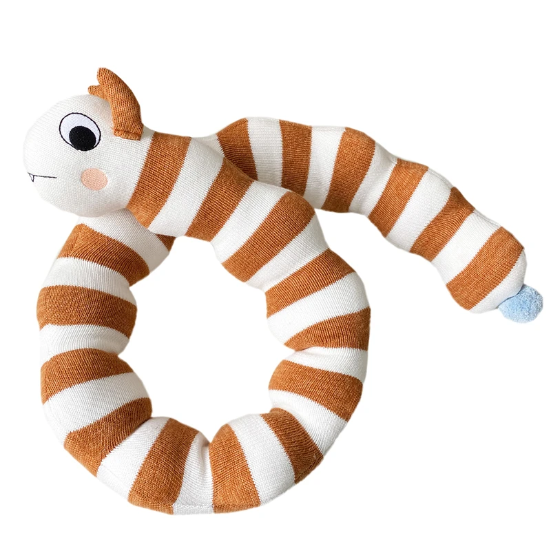 Knitted Striped Snake Pillow Long Strip Pillow Infant Hugging and Sleeping Comforting Toy Caterpillar Cotton Doll