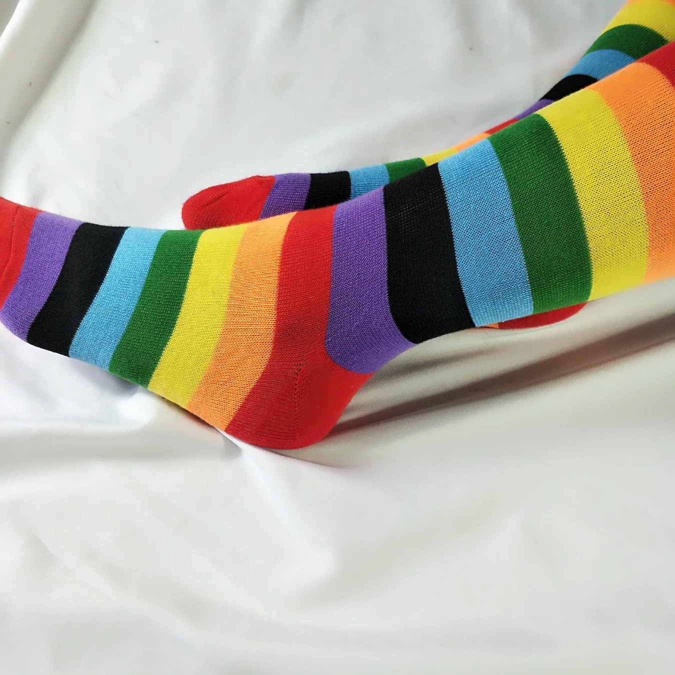 HEHE Rainbow Knee High Colorful Stockings Leggings Style Stripe Socks With Factory Price