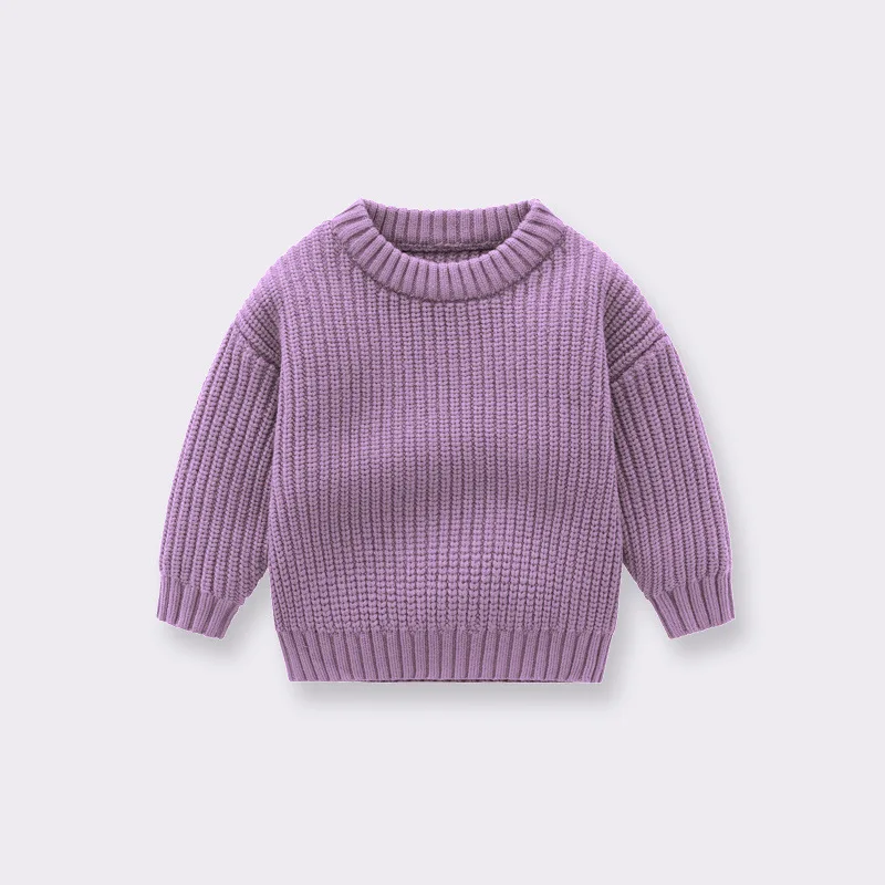 2024 Solid Colors Winter Sweater For Newborn Baby Knitted Sweaters Kids Casual Children Sweater
