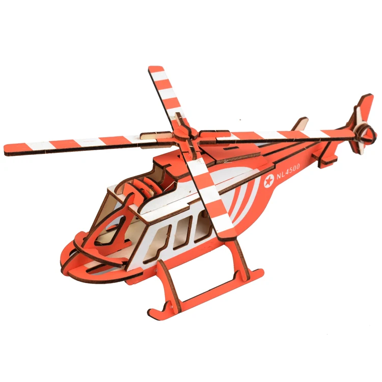 diy 3d wholesale Red Helicopter model 3D Online seller top-selling wooden puzzle for adults and teenagers