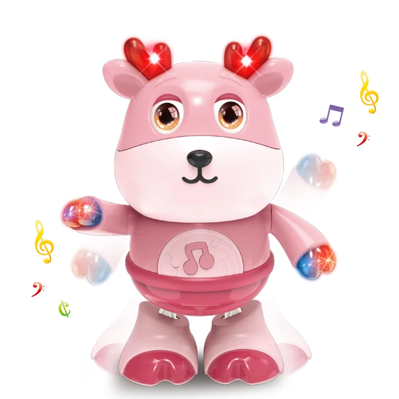 Electronic Cartoon Deer Toys Muiscal Walking Dancing Cute Animal Electric Robot for Boys and