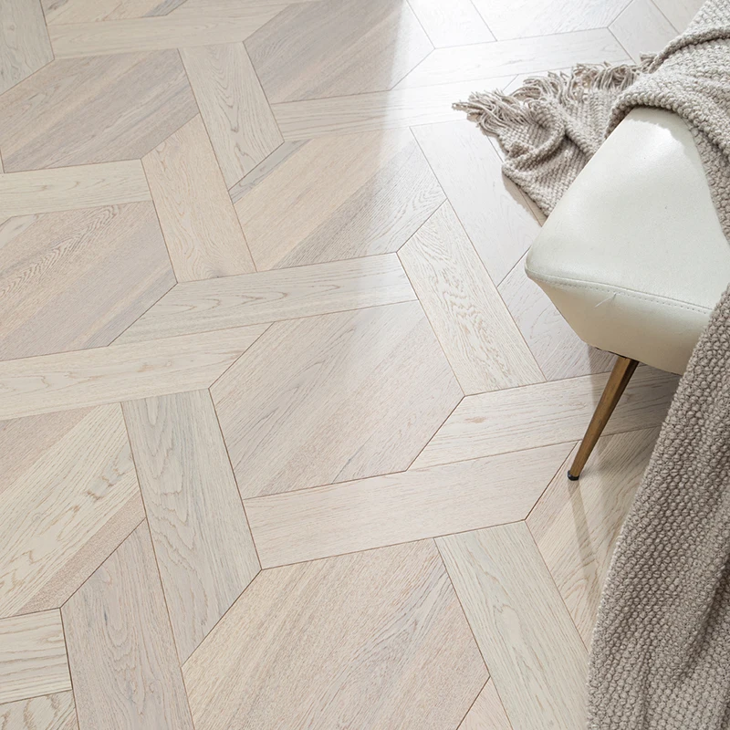 Art Parquet Design Oak Wood Flooring  Curved Leaf Lotus Round Hexagon Woven Design Parquet Wood Flooring