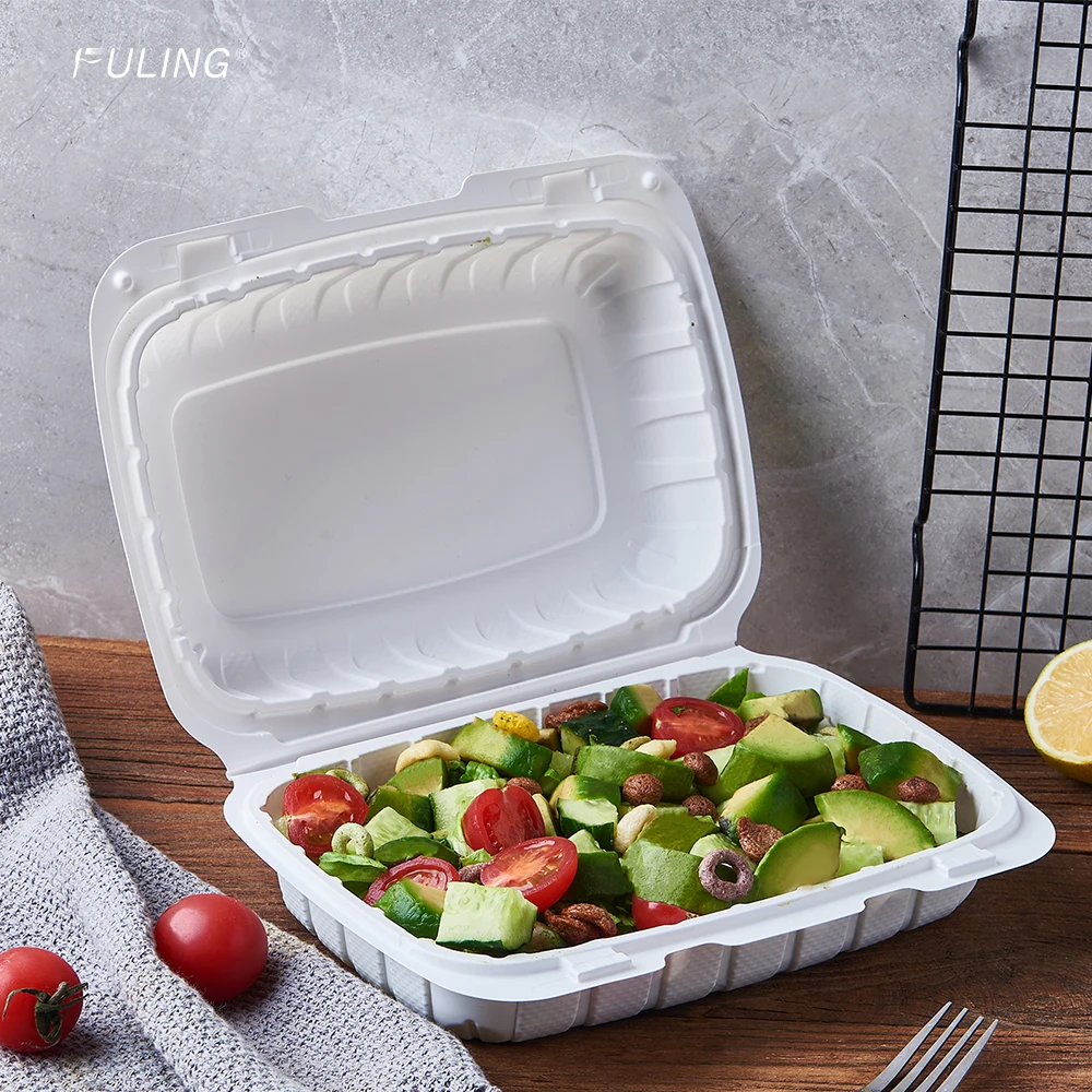 MFPP Clamshell Food Containers, 100 Pack 9 x 6 Inch Plastic Hinged To Go Containers Microwave Safe Containers