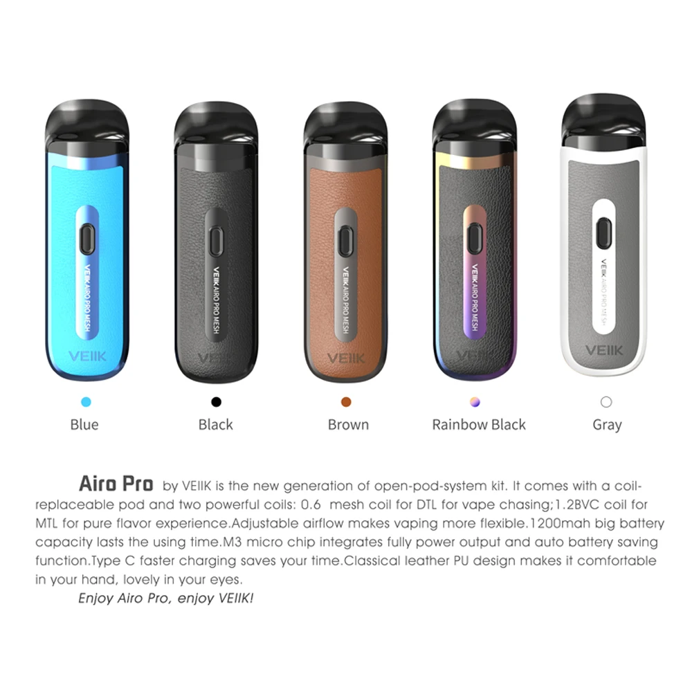 
Hot Search Vape Pen VEIIK airo Pro 2ml Pod Vape kit Ajustable airflow With Gift Case Electric Smoking 