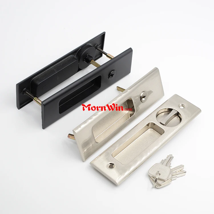Sliding Door Lock Invisible Recessed Handle Latch Pocket Sliding Door Lock for Wood Furniture Hardware