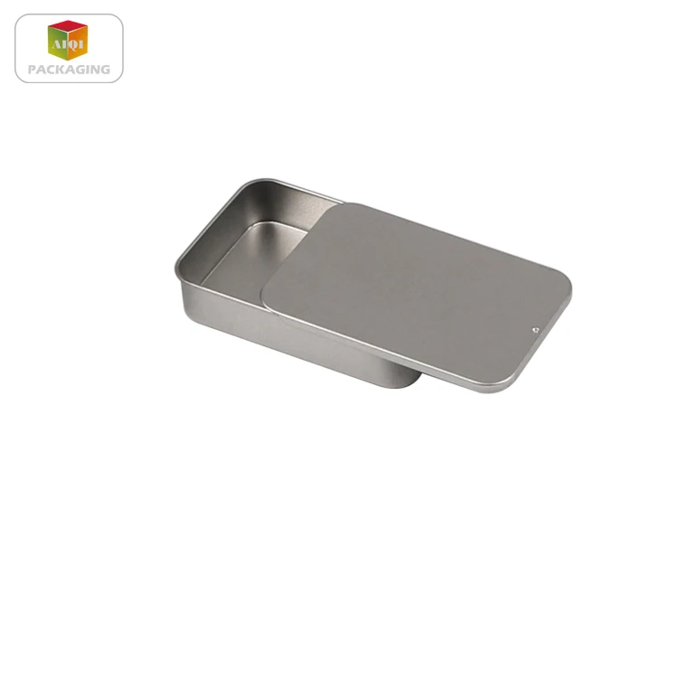 popular small silver slide top metal tin box