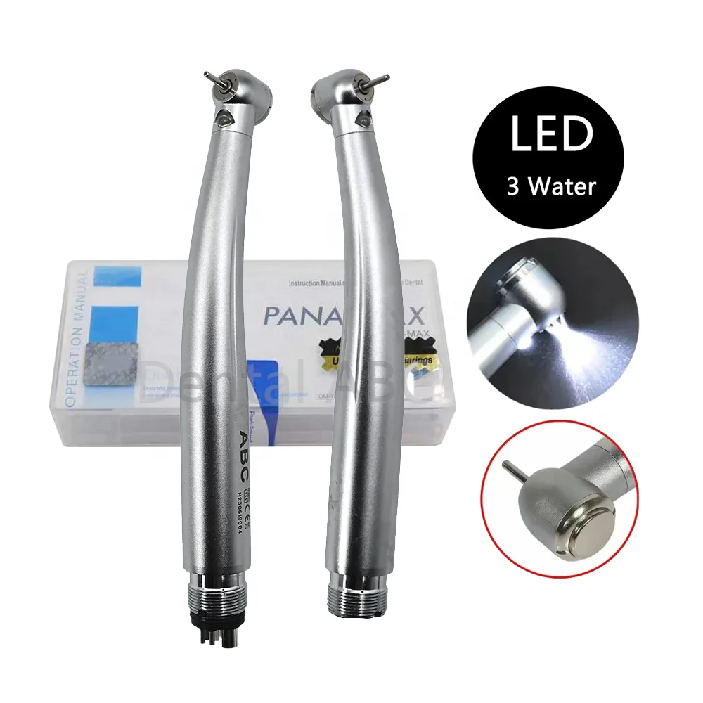 Dental Product LED Handpiece Push button 3 Way Spray Push Button Ceramic cartridge  rotary Turbine High Speed E-generator