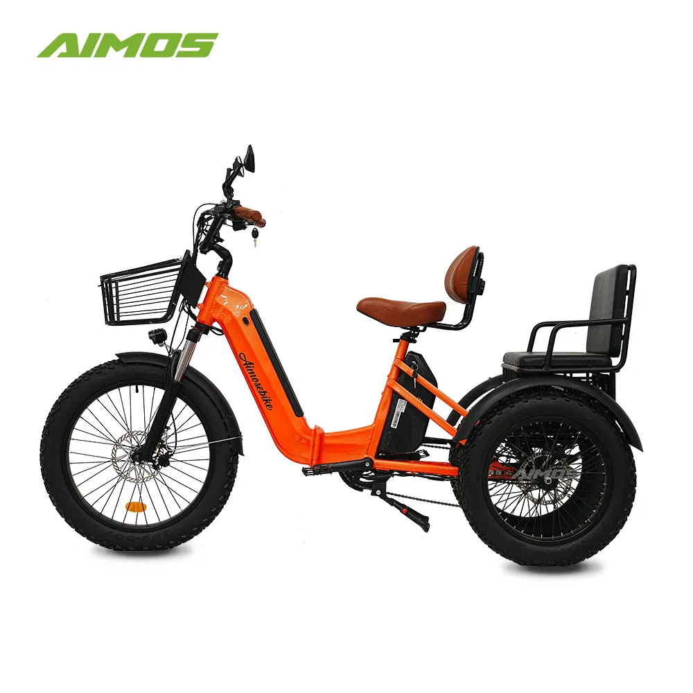 24 Inch Electric Tricycle Fat Tire 3 Wheel Cargo EBike Adult Large Basket Electric Bike With Three Wheels