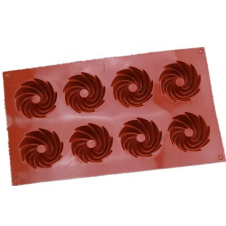 8 Cavities Cyclone spiral Silicone Molds for Microwave Cake