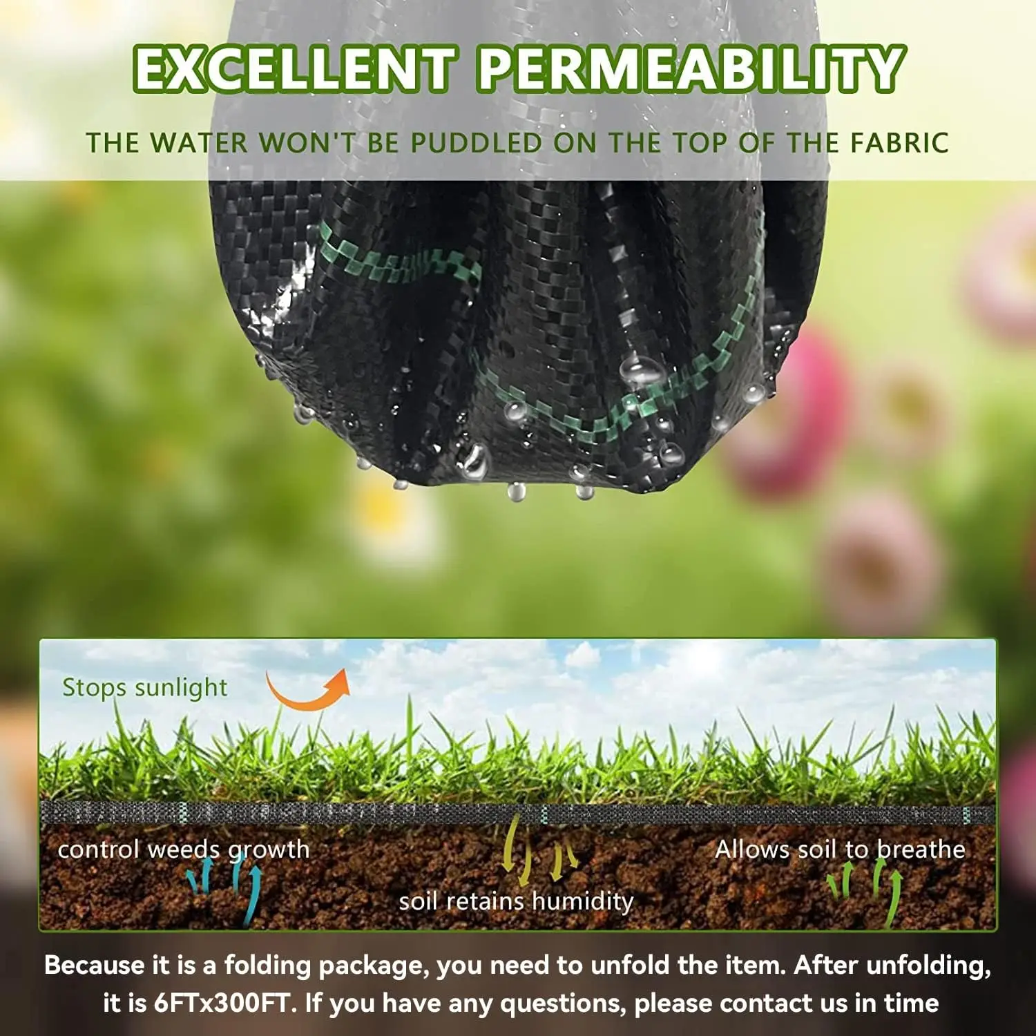 UV-resistant HDPE PP Woven Fabric Black Plastic Ground Cover Garden Greenhouse Weed Barrier