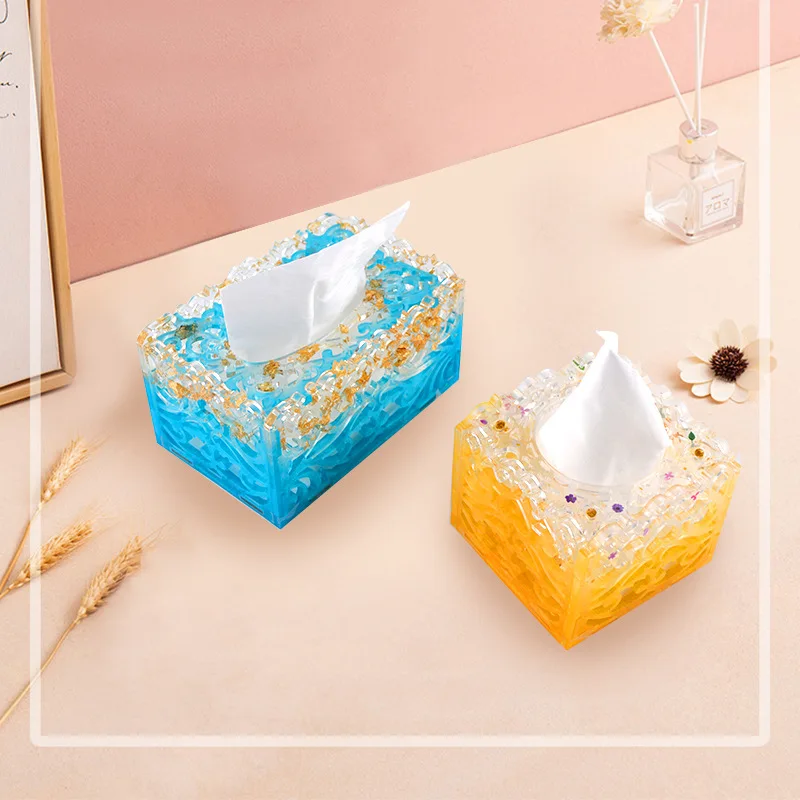 A450 Hollowed Tissue storage box silicone mod DIY resin storage box paper box silicone mold