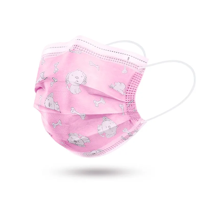 
 Child Disposable 3-ply Cubrebocas Earloop Dust Layer With For pink Cartoon Facemask Reusable Packaging 3ply Kids Face Mask  