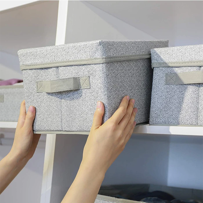 Wholesale 3 Pack Foldable Non woven fabric Gray Storage Bins Organizer Boxes For Clothes