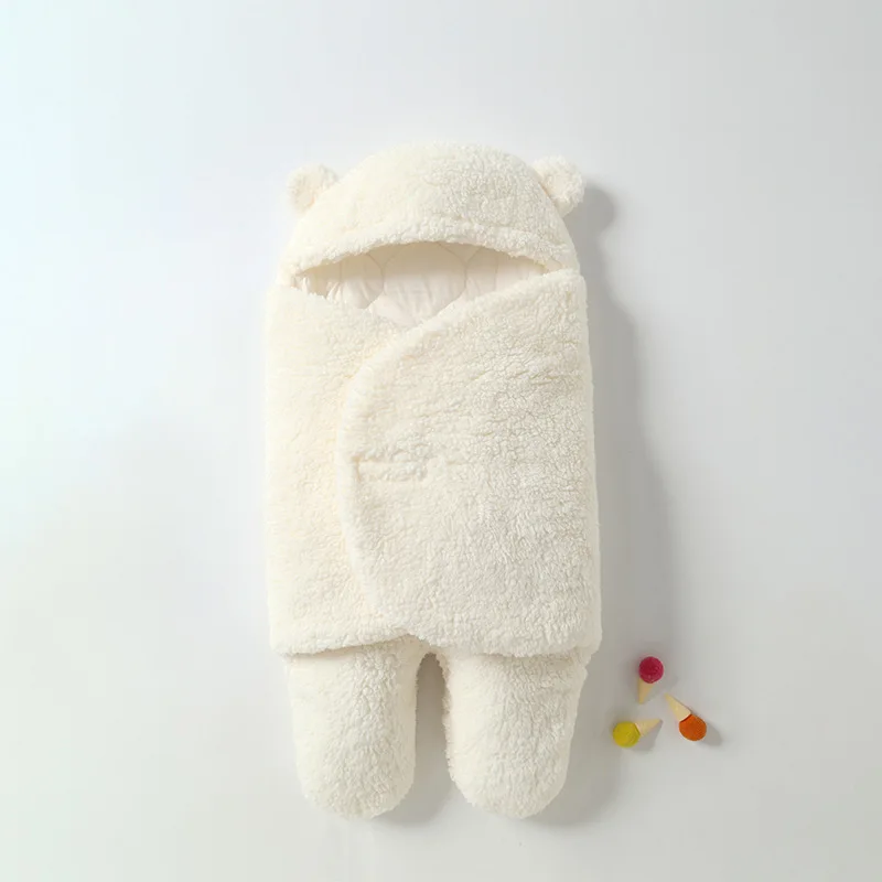Newborn Baby Thick Sleep Sack Soft Infant Bear Shaped Plush Sleeping Bag Stroller Wrap