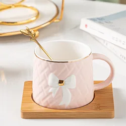 Creative European style ceramic round handle mug saucer with spoon saucer color glaze business gift  tea coffee cup